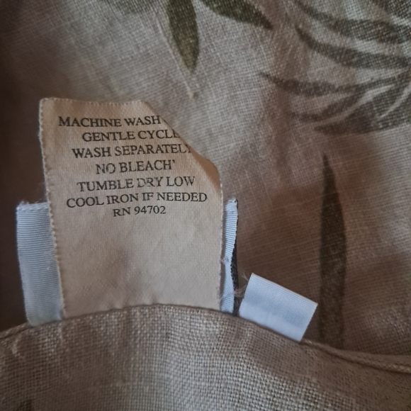 Hot Cotton Tan V Neck Oversized Tropical Print Linen Tunic Size XL - Picture 8 of 8